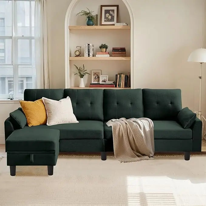 101 Inch L Shaped Modular Sectional Sofa With Storage Ottoman For Living Room - Happy Home Retreat