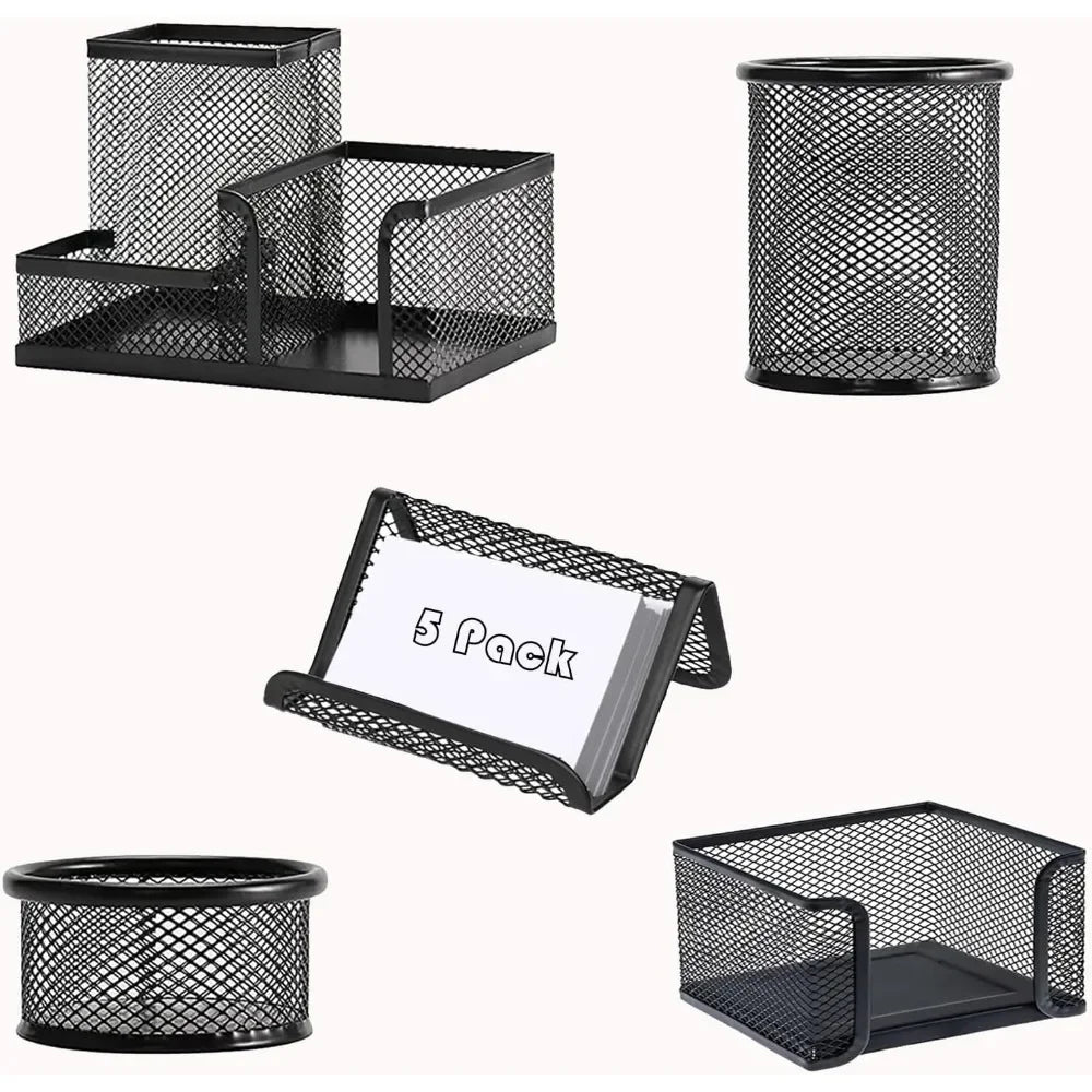 Desk Pen Holder Desk Organizer Set of 3 Mesh Compartments Marker Craft Desk Accessories - Happy Home Retreat