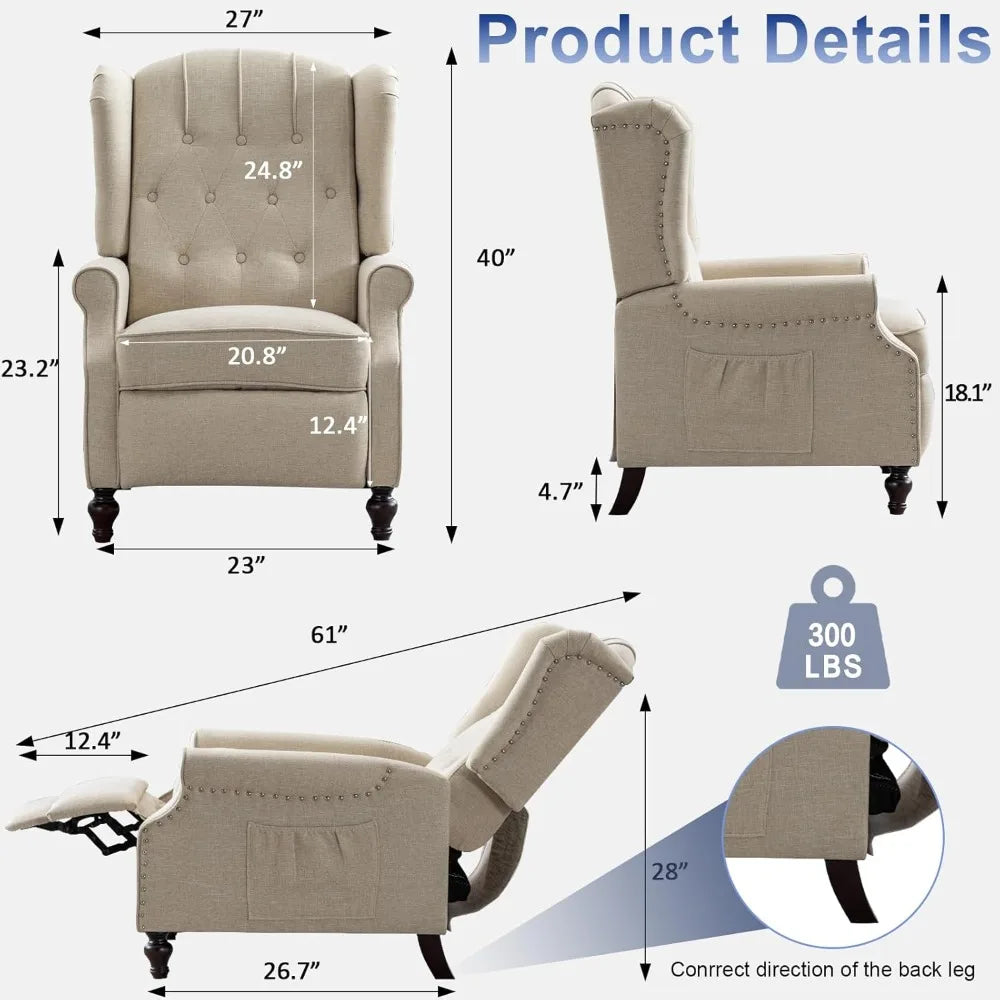 Beige Recliner Chair With Massage And Heating Armchair - Happy Home Retreat