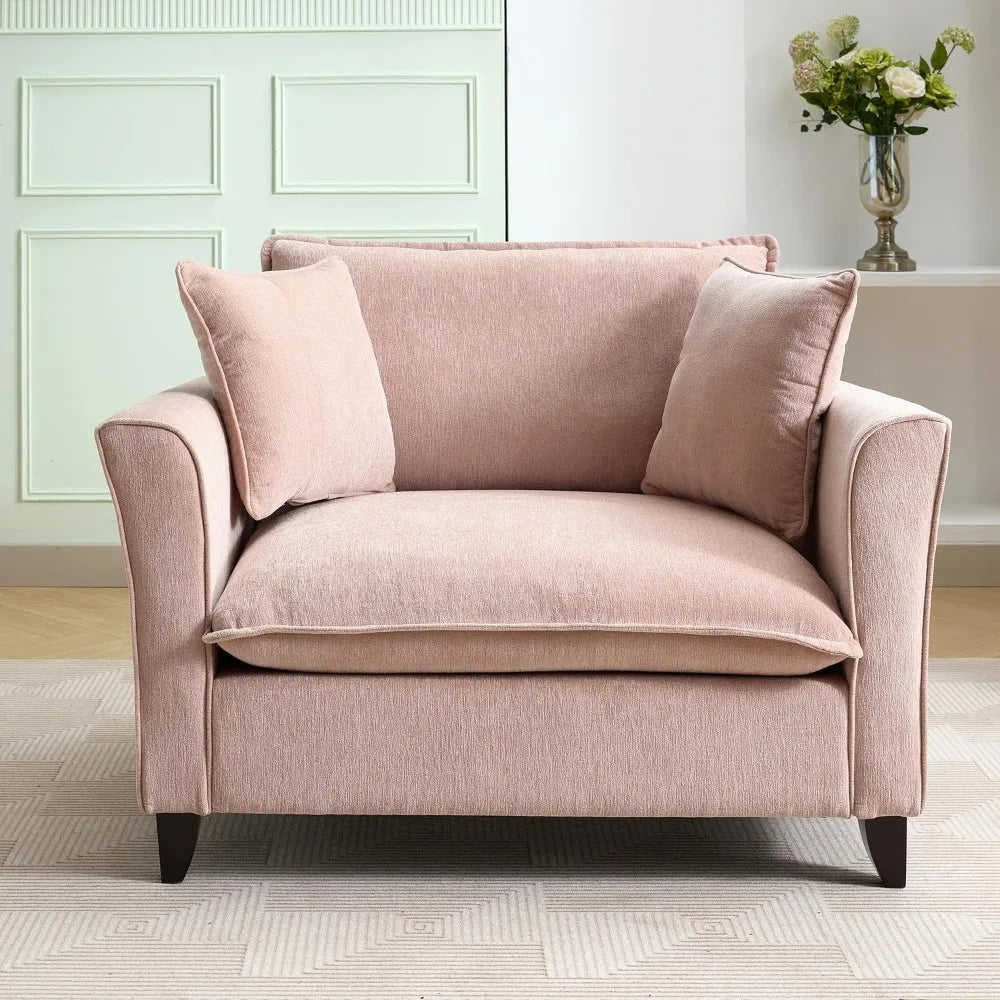 Pink Oversized Living Room Chair Chenille Upholstered - Happy Home Retreat