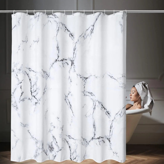 Marble Printed Polyester Shower Curtain With Metal Grommets 71x71in 180x180cm