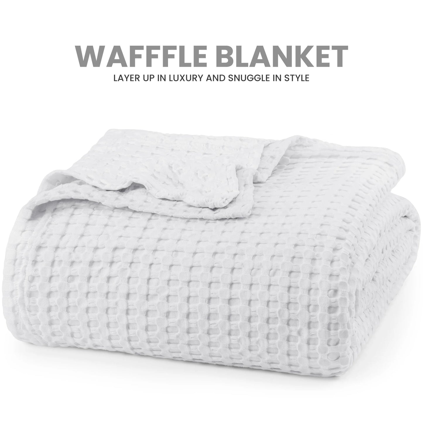 100 Percent Cotton Queen Size Blanket for Bed Breathable and Soft Waffle Weave for Summer and Spring - Happy Home Retreat
