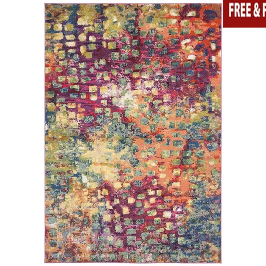 Abstract Polka Dots Area Rug Modern Machine Loomed Low Pile Indoor Carpet Living Room Bedroom Dining Room Home Decor - Happy Home Retreat