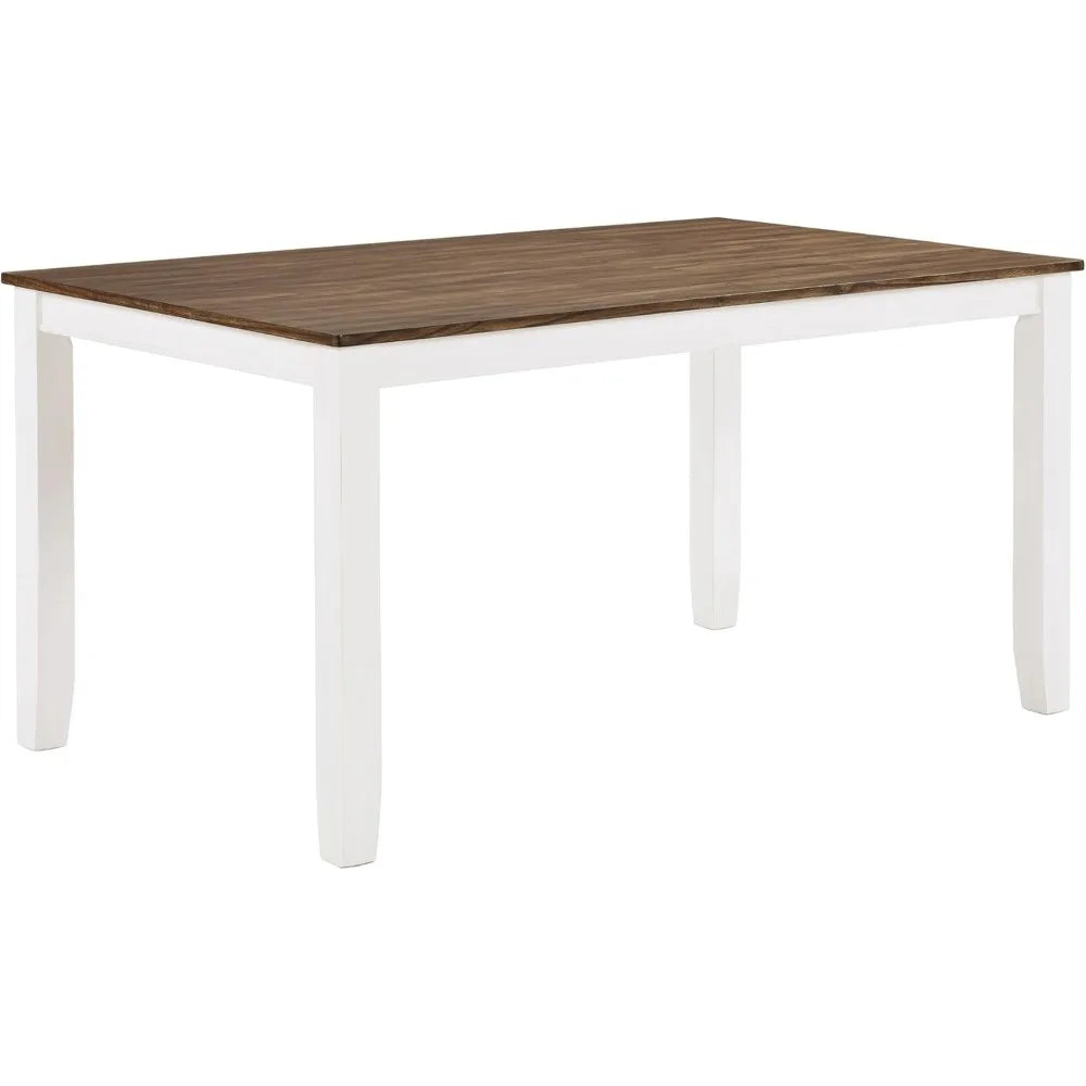 7 Piece Farmhouse Dining Table Set for 6 Chairs Cross Back - Happy Home Retreat