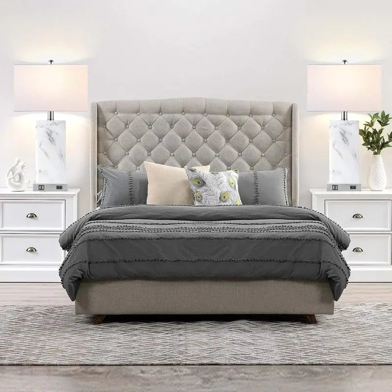 Touch Control Table Lamps Set Of 2 Modern Ceramic Bedside Lamps With 2 USB Ports - Happy Home Retreat