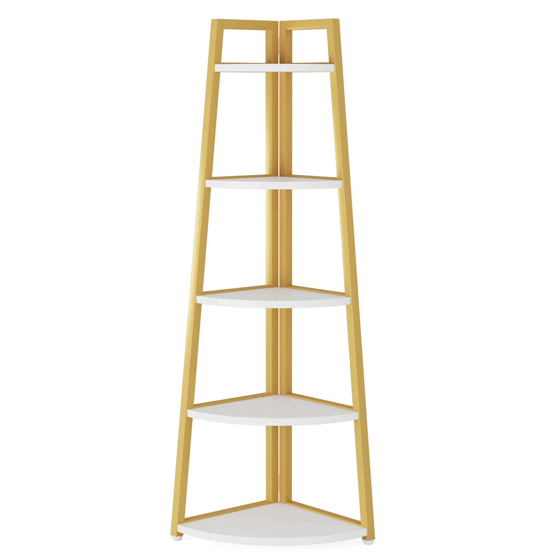 Tribesigns Modern Corner Bookcase Wooden Bookshelf Storage Rack with 5 Tiers - Happy Home Retreat