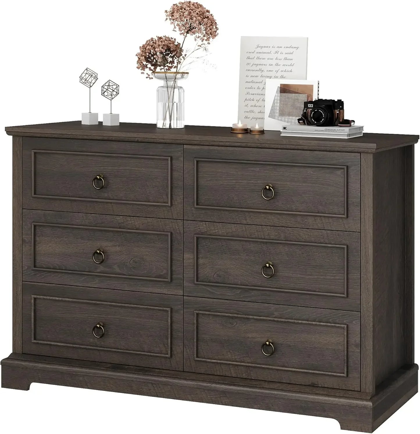 White 6 Drawer Dresser Modern Farmhouse Storage Chest Bedroom Furniture - Happy Home Retreat