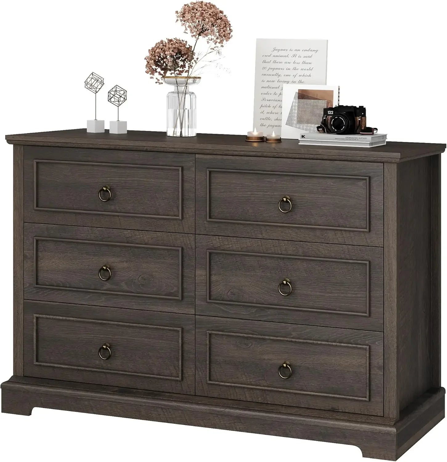 White 6 Drawer Dresser Modern Farmhouse Storage Chest Bedroom Furniture - Happy Home Retreat