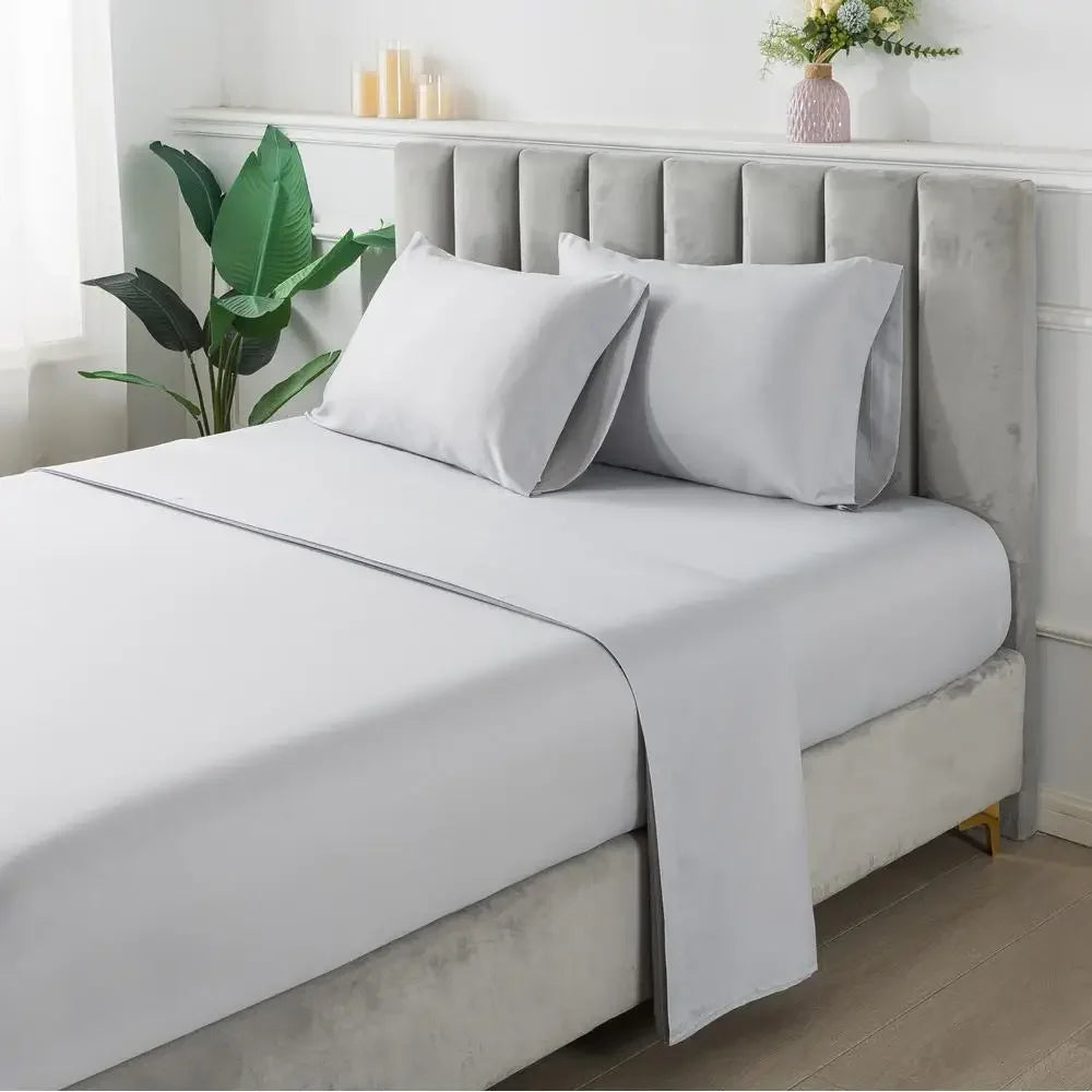 Grey Ombre Stripe Comforter Set Bed in a Bag Reversible Polyester King Twin Full Queen Soft Cozy Matching Pillow Shams Sheet - Happy Home Retreat