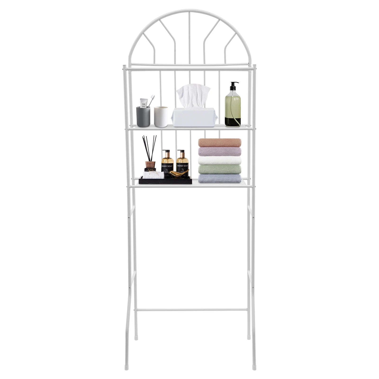 3-Tier Toilet Storage Rack Floor Standing Bathroom Organizer Shelf Easy to Clean 24.8 x 13.39 x 69.69 Inches - Happy Home Retreat