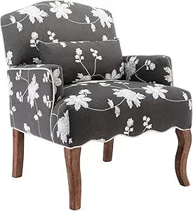 Mid Century Floral Accent Chair Upholstered Reading Chair - Happy Home Retreat