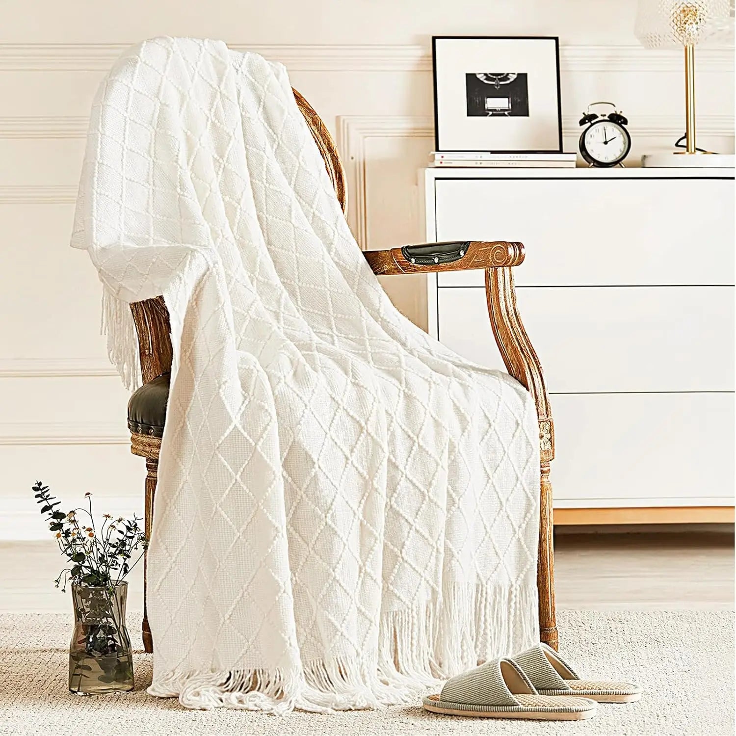 Throw Blanket for Couch Soft Living Room Home Decor Knitted Twin Size Outdoor Lightweight Breathable Summer Warm Woven - Happy Home Retreat