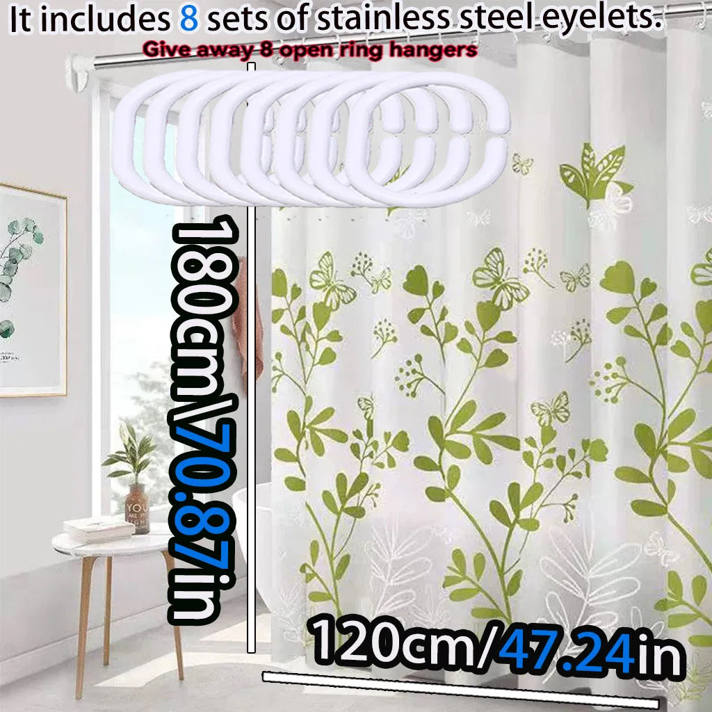 Floral Butterfly Shower Curtain Waterproof PEVA For Bathroom - Happy Home Retreat