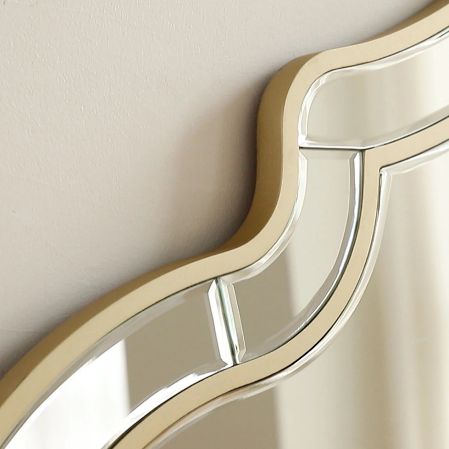 Large Gold Wall Mirror with Glass Frame Golden Rim Modern Art Accent for Living Room and Hallway Home Decor - Happy Home Retreat