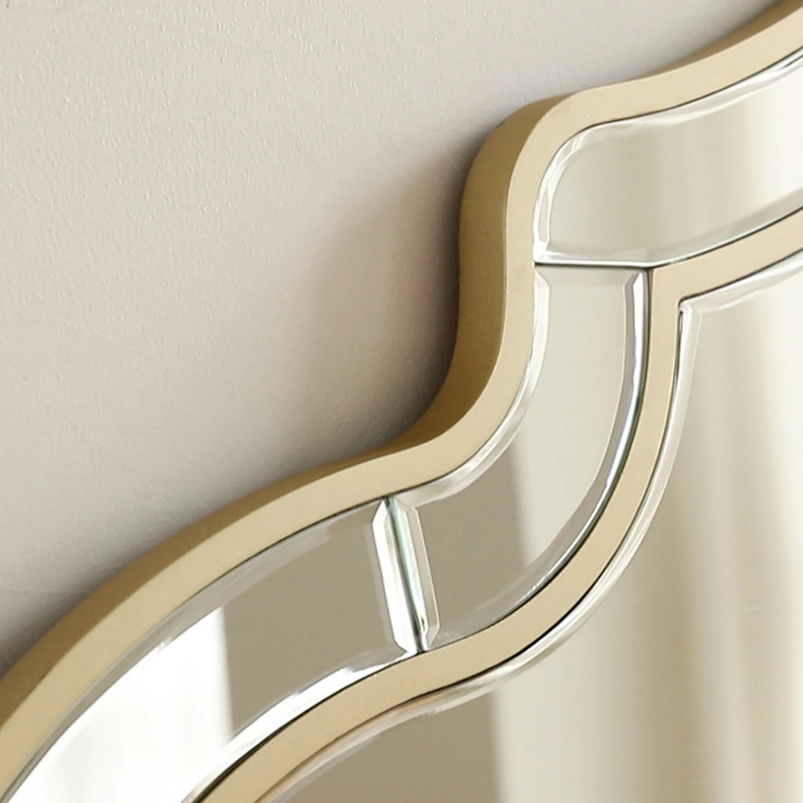 Large Gold Wall Mirror with Glass Frame Golden Rim Modern Art Accent for Living Room and Hallway Home Decor - Happy Home Retreat