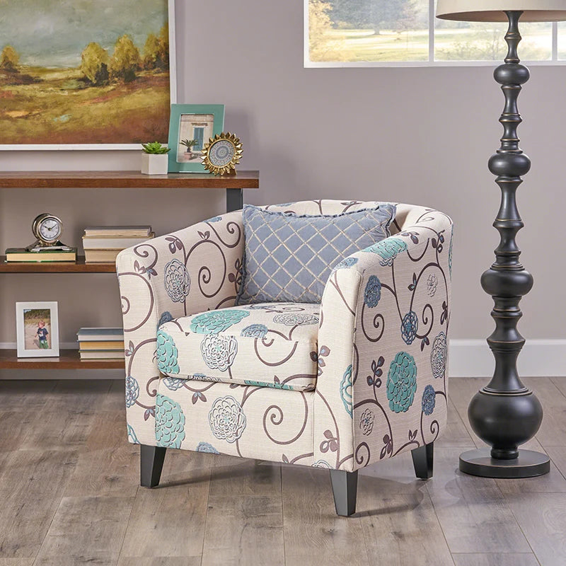 Plaza Club Chair Birch Wood Legs Refined Upholstery - Happy Home Retreat