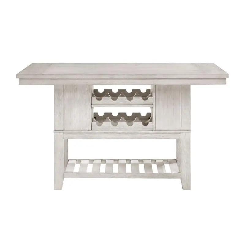 5-Piece Counter Height Dining Set With Antique White Table And Storage Drawers - Happy Home Retreat