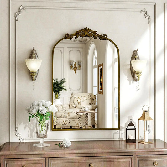 BeautyPeak Vanity Wall Mirror Vintage Arch Bathroom Decor - Happy Home Retreat