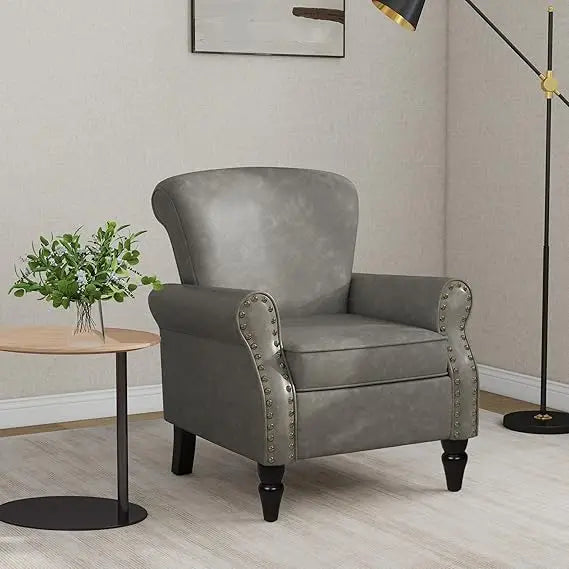 Floral Boho Wingback Blue Accent Chair With Nailhead Trim - Happy Home Retreat