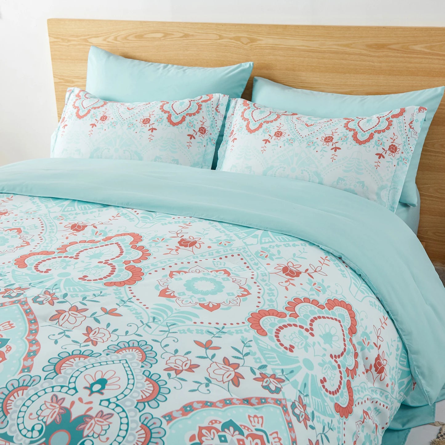 7-Pcs Bohemian print Comforter sets, soft comfort, Bedding Sets, room decor, all-season, Queen/King - Happy Home Retreat