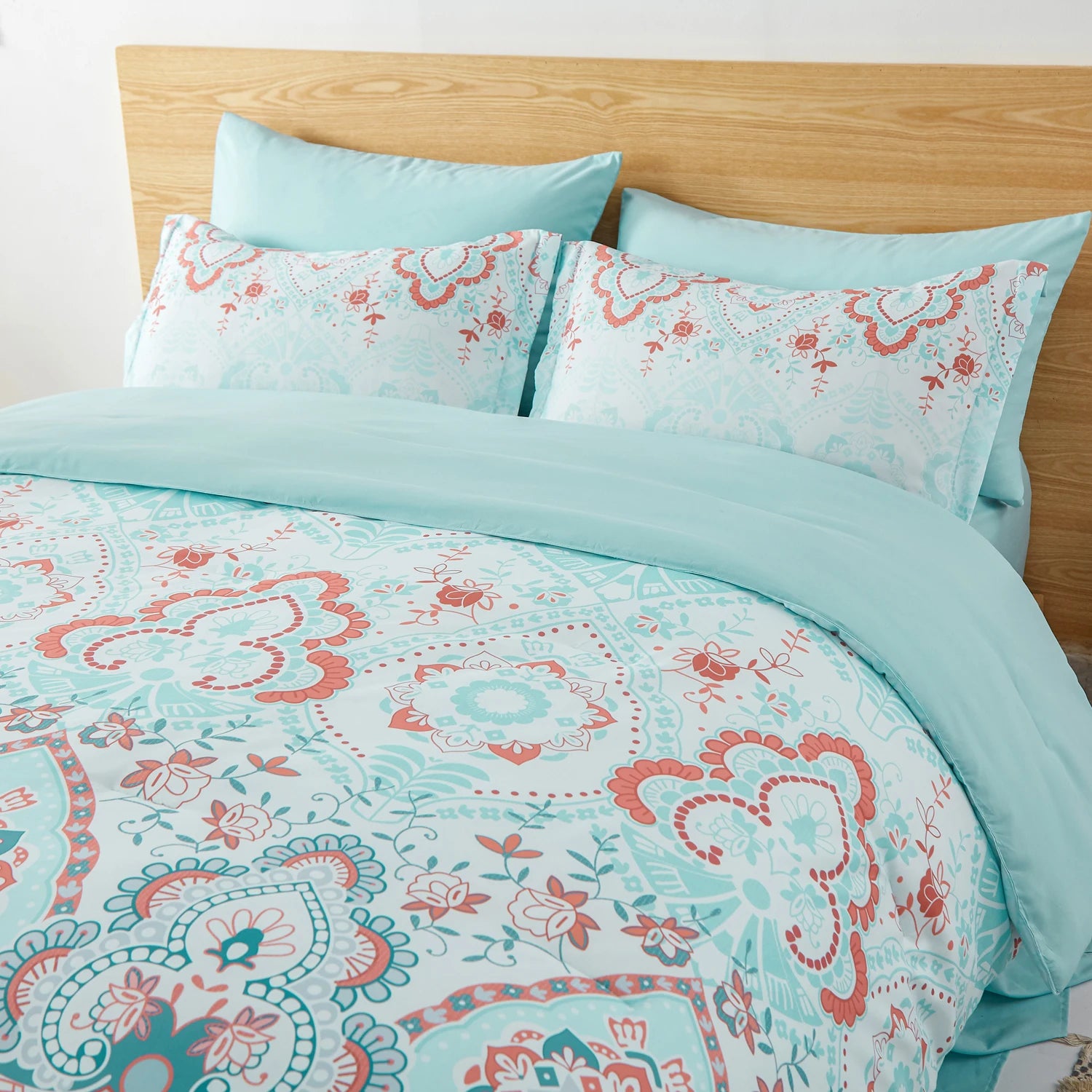 7-Pcs Bohemian print Comforter sets, soft comfort, Bedding Sets, room decor, all-season, Queen/King - Happy Home Retreat