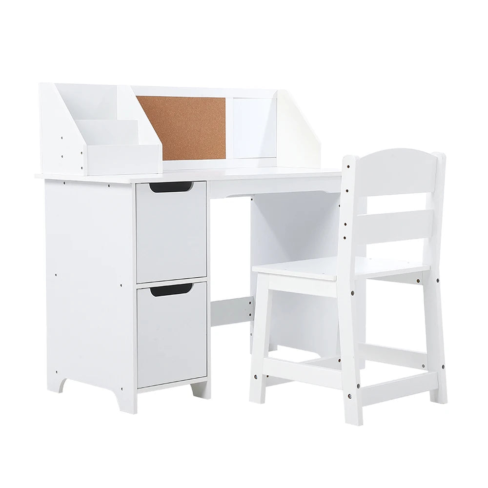 Kids Study Desk And Chair Set Wooden Table With Storage For Ages 3 To 8 - Happy Home Retreat