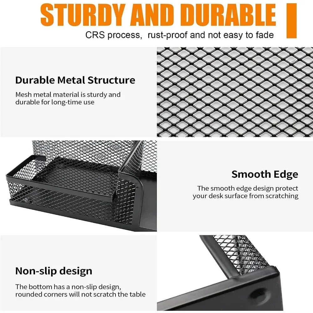 Desk Pen Holder Desk Organizer Set of 3 Mesh Compartments Marker Craft Desk Accessories - Happy Home Retreat