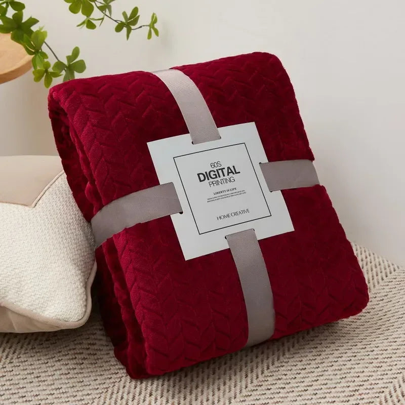 Fluffy Coral Velvet Blanket Plush Comfortable Thickened Warm Soft Sofa Throw for Air-Conditioned Room Luxury - Happy Home Retreat