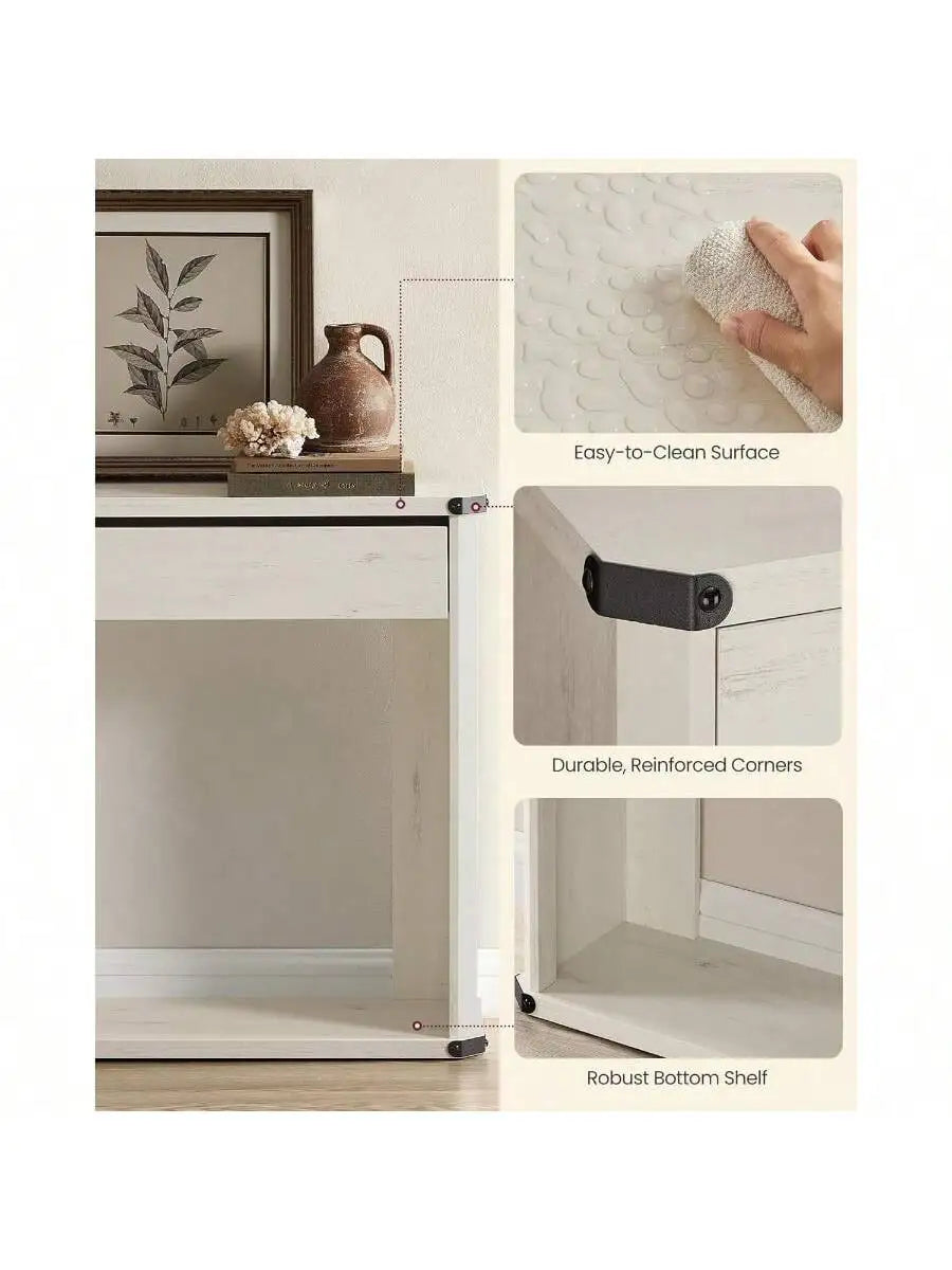 VASAGLE Console Table 47.2 Inches Sofa Table Narrow Entryway Table with 3 Drawers and Bottom Shelf Metal Corners - Happy Home Retreat