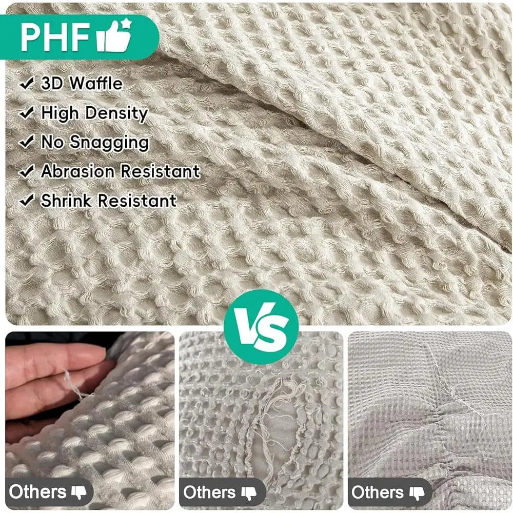 Ultra Soft Breathable Waffle Weave Duvet Cover Set Queen 3 Piece Comforter Cover All Season Durable Machine Washable - Happy Home Retreat