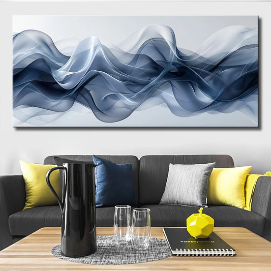 Art Deco Modern Abstract Wavy Canvas Wall Art Landscape Framed Painting Pine Solid Wood Frame 1.5 Inches Thick - Happy Home Retreat