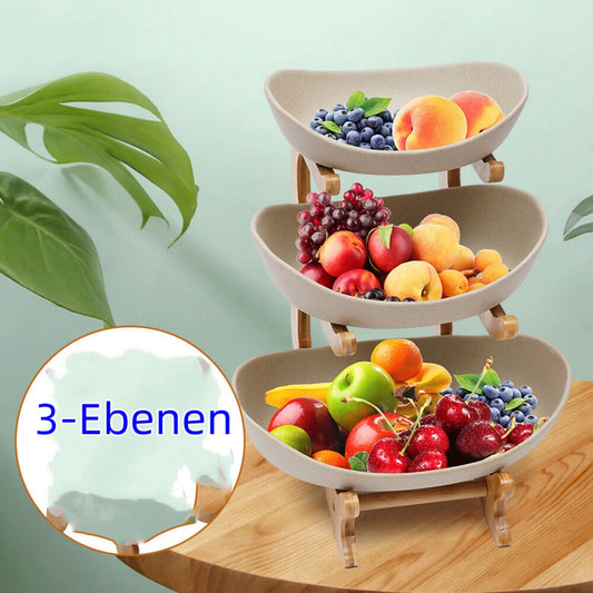 Three Layer Ceramic Fruit Plate Modern Style Bowls Vegetable Basket Holder for Home Living Room - Happy Home Retreat
