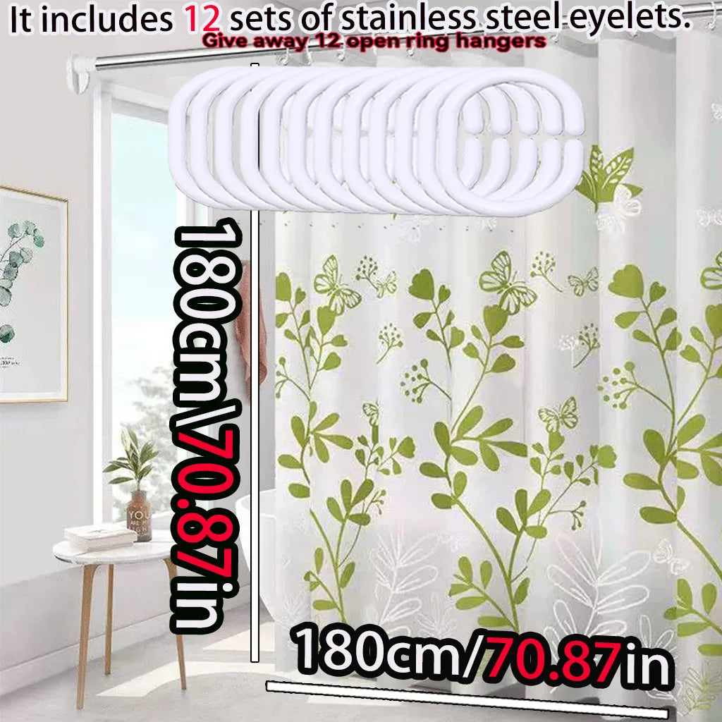 Floral Butterfly Shower Curtain Waterproof PEVA For Bathroom - Happy Home Retreat