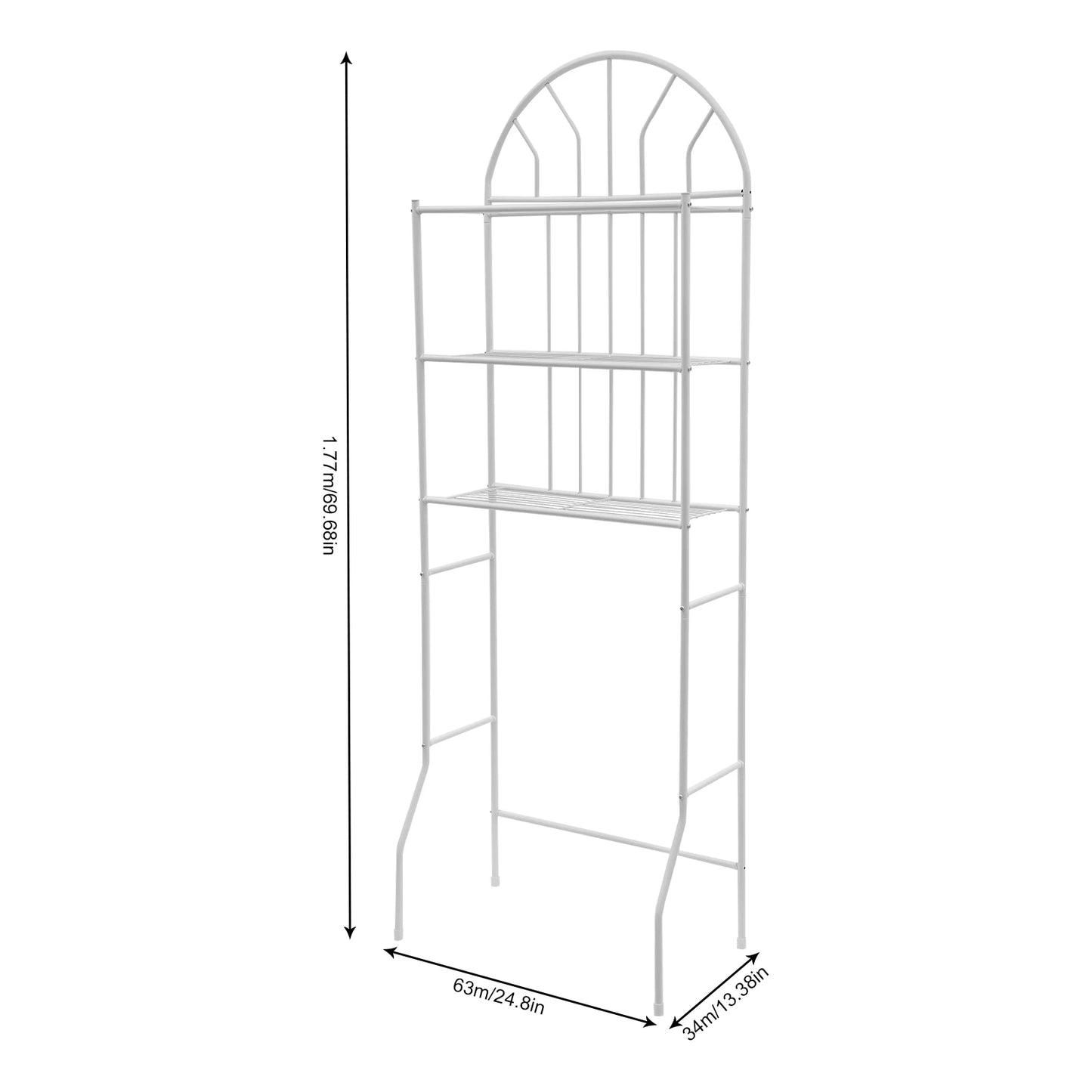 3-Tier Toilet Storage Rack Floor Standing Bathroom Organizer Shelf Easy to Clean 24.8 x 13.39 x 69.69 Inches - Happy Home Retreat