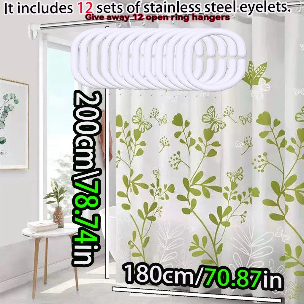 Floral Butterfly Shower Curtain Waterproof PEVA For Bathroom - Happy Home Retreat