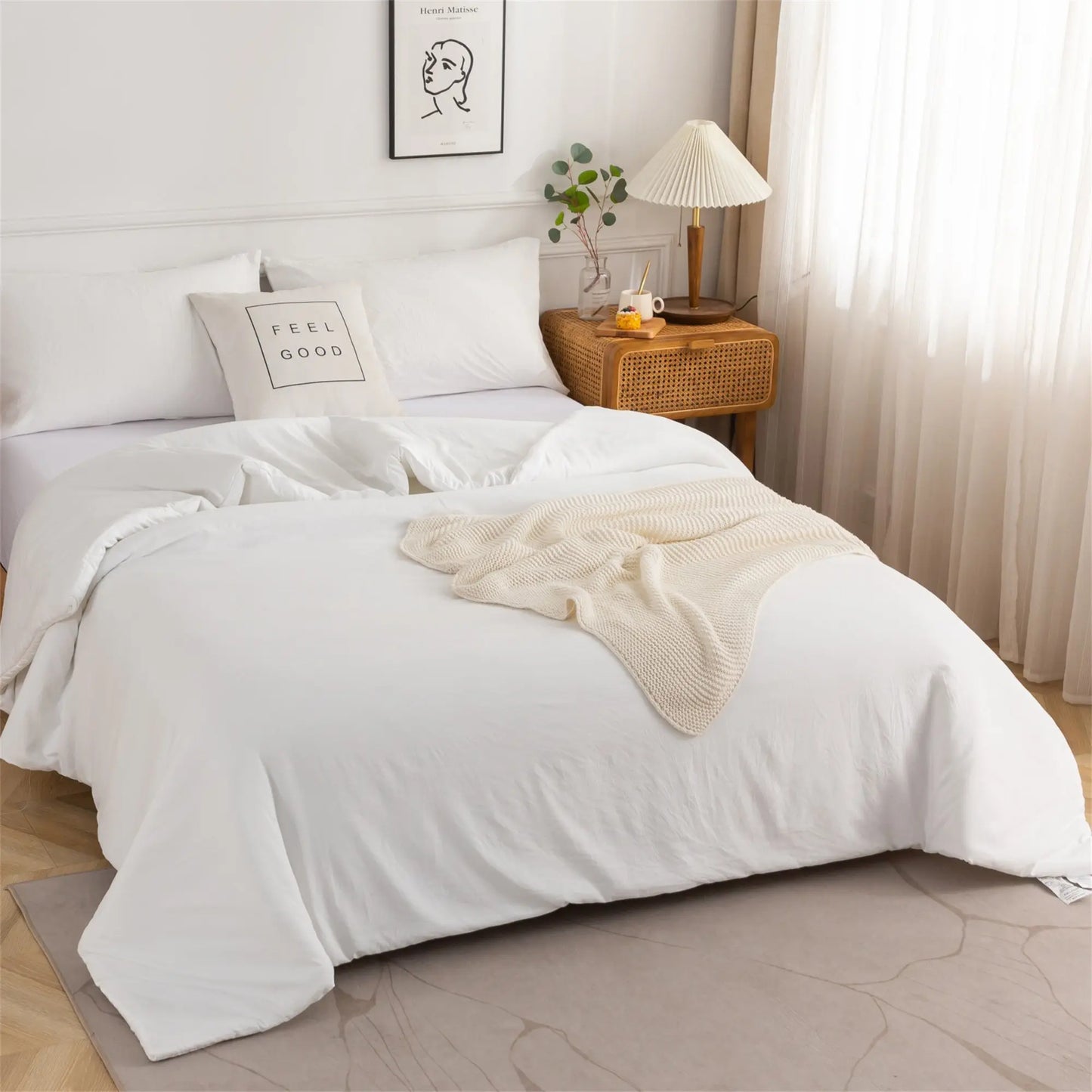 Soft Reversible Washable Bedding Comforter Sets ,Luxury Fluffy Microfiber Skin-friendly Comforter for All Season - Happy Home Retreat