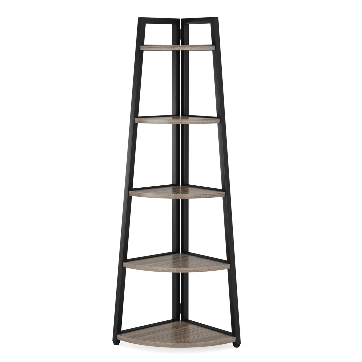 Tribesigns Modern Corner Bookcase Wooden Bookshelf Storage Rack with 5 Tiers - Happy Home Retreat