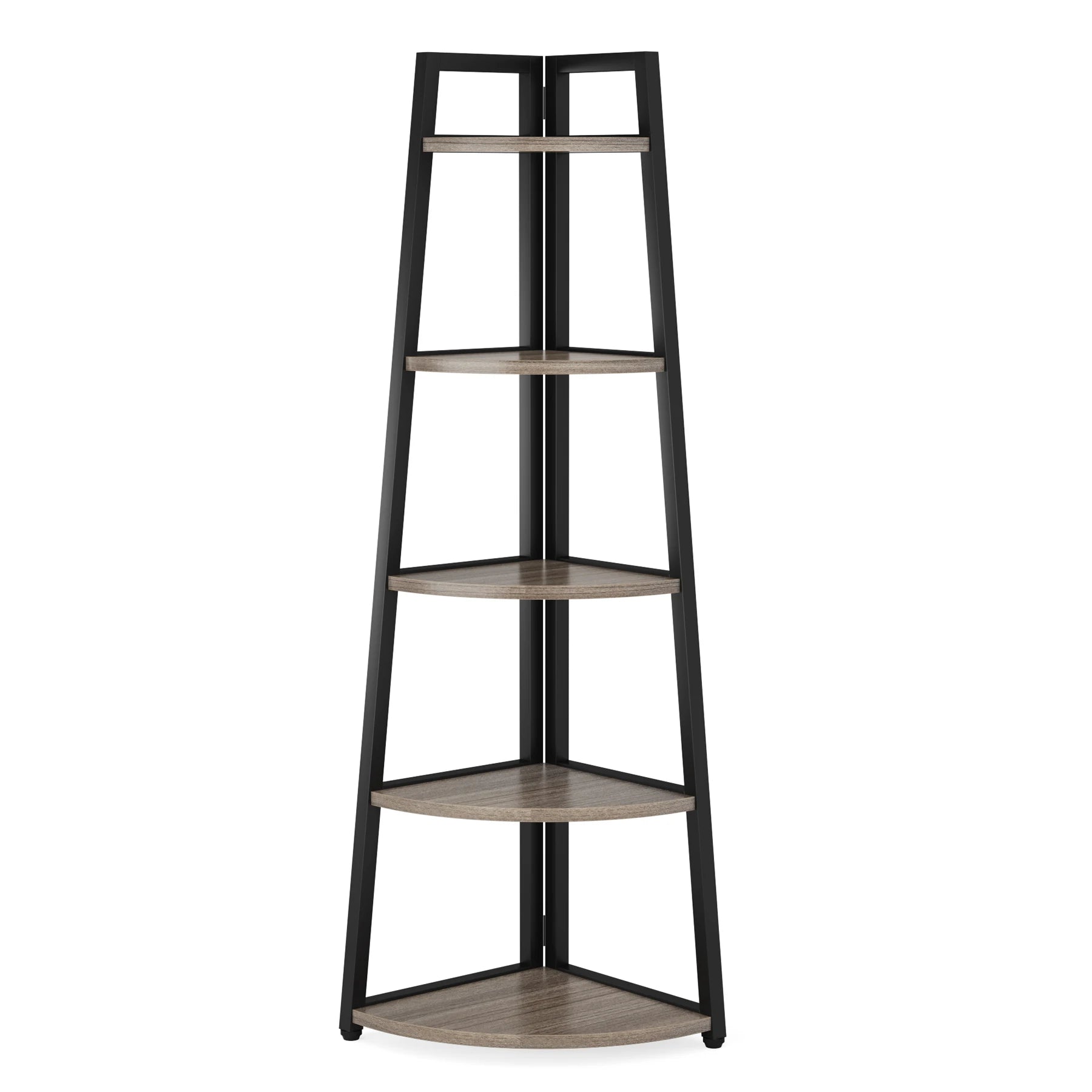 Tribesigns Modern Corner Bookcase Wooden Bookshelf Storage Rack with 5 Tiers - Happy Home Retreat