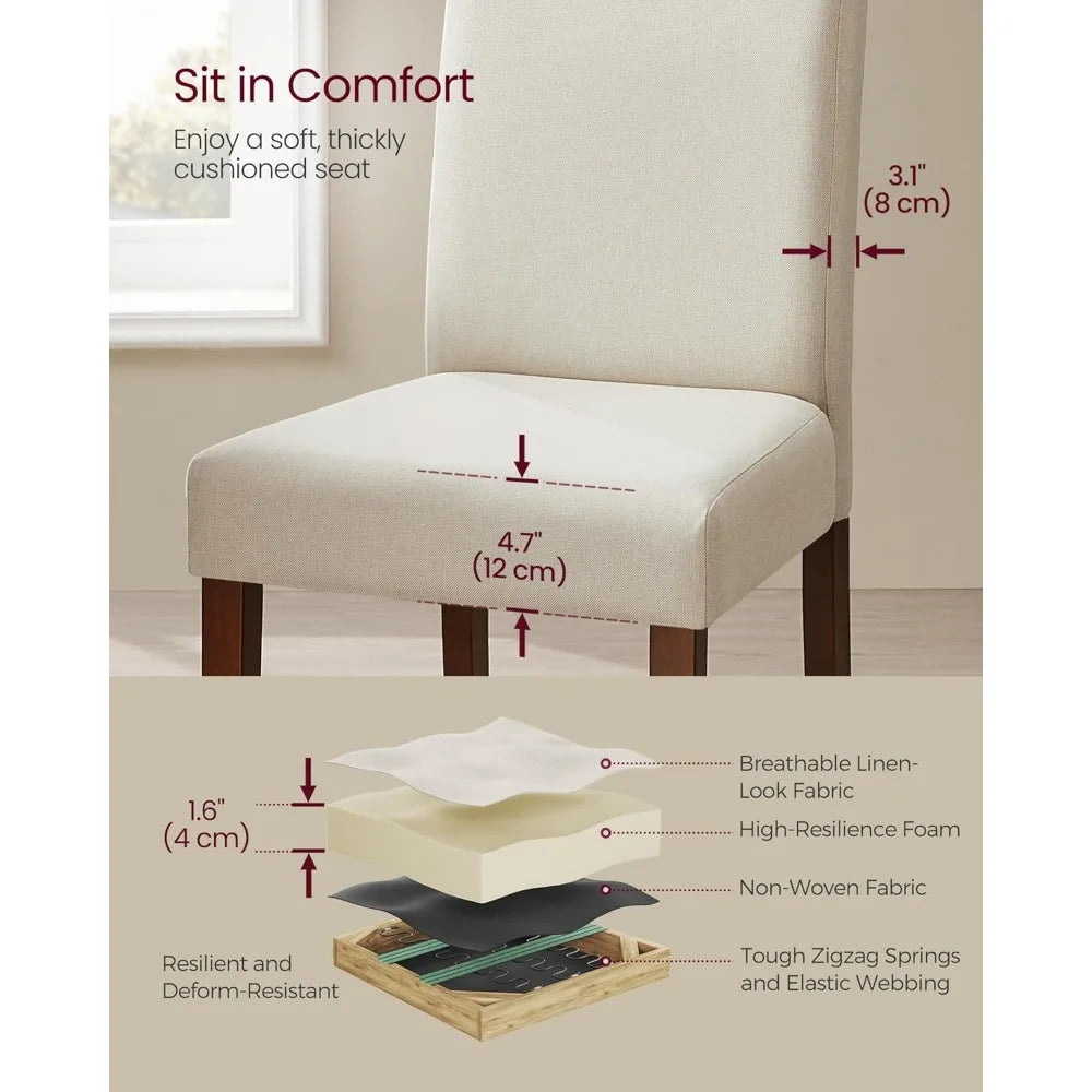 Dining Chairs Set of 4 Parsons Chairs Thick Seat Removable Fabric Cover High Back for Kitchen Bedroom 22.8 x 18.9 x 39.4 Inches - Happy Home Retreat