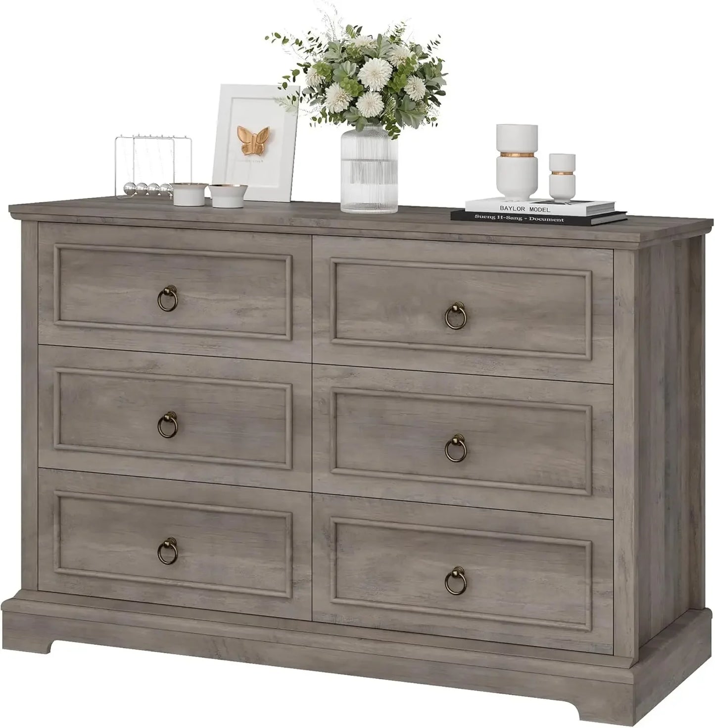 White 6 Drawer Dresser Modern Farmhouse Storage Chest Bedroom Furniture - Happy Home Retreat