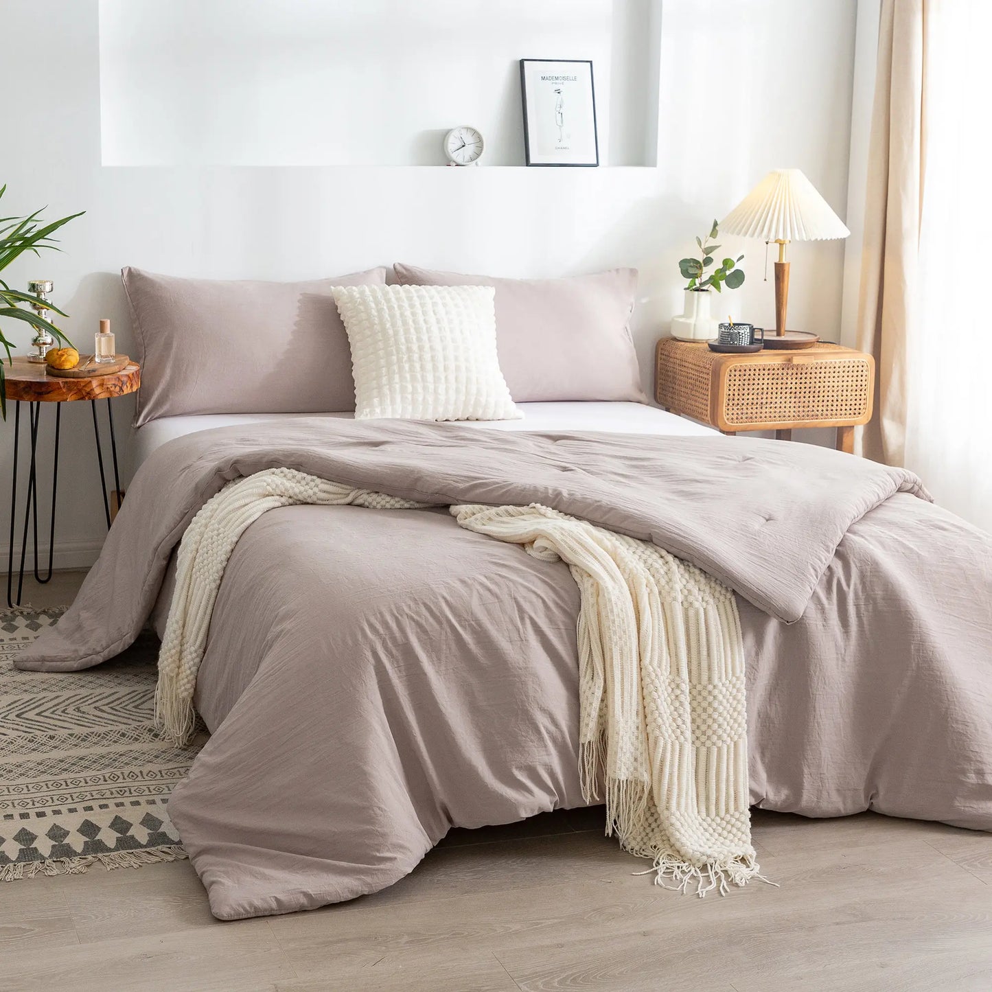 Soft Reversible Washable Bedding Comforter Sets ,Luxury Fluffy Microfiber Skin-friendly Comforter for All Season - Happy Home Retreat