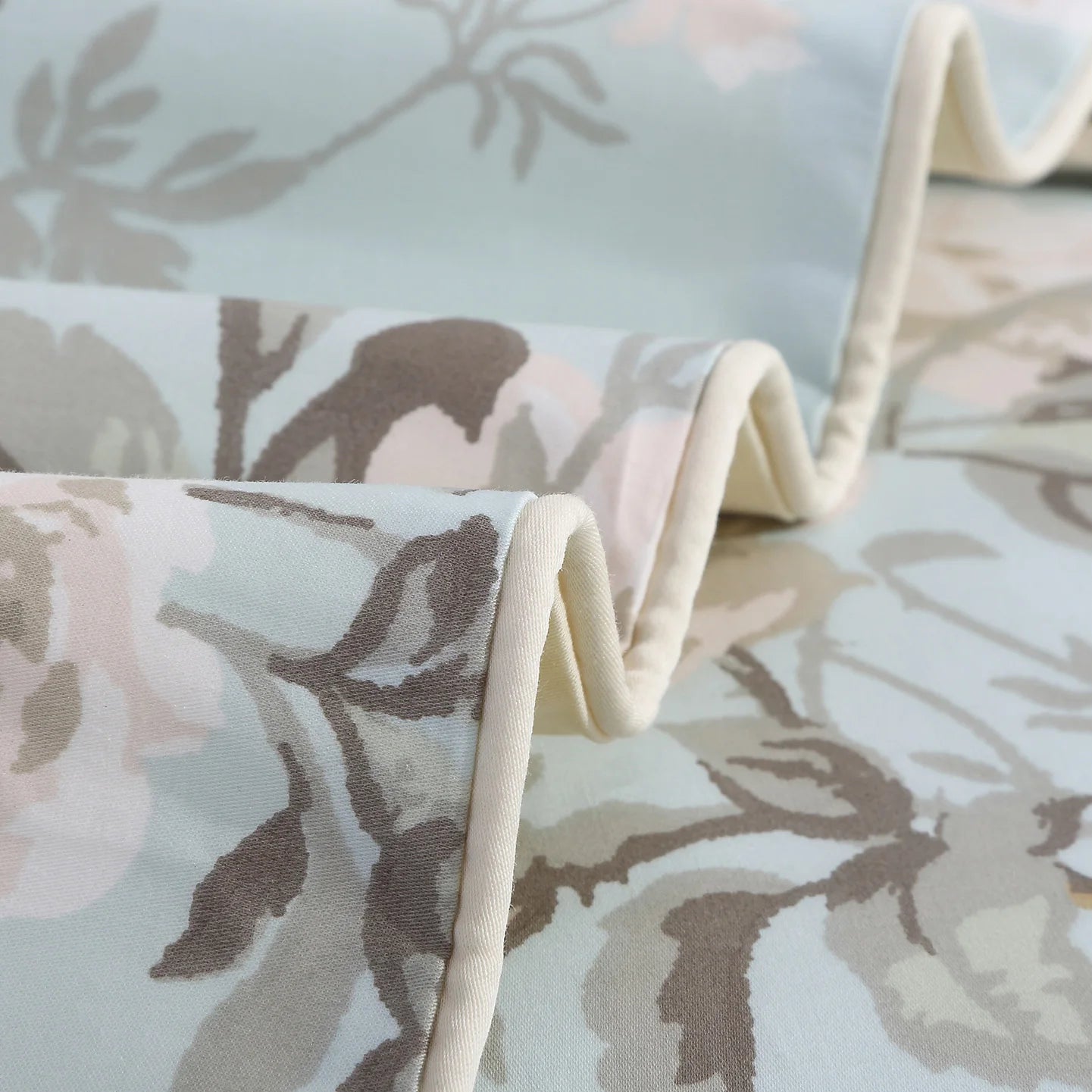 3pcs 600TC 100% Egyptian Cotton Duvet Cover Set, Vintage Blue Gray Floral, Soft Breathable Skin-Friendly (No Inserts) - Happy Home Retreat