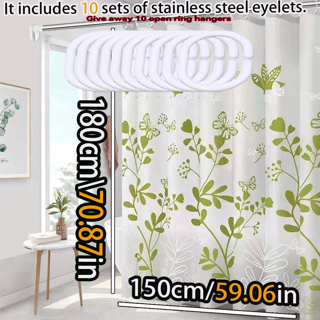 Floral Butterfly Shower Curtain Waterproof PEVA For Bathroom - Happy Home Retreat