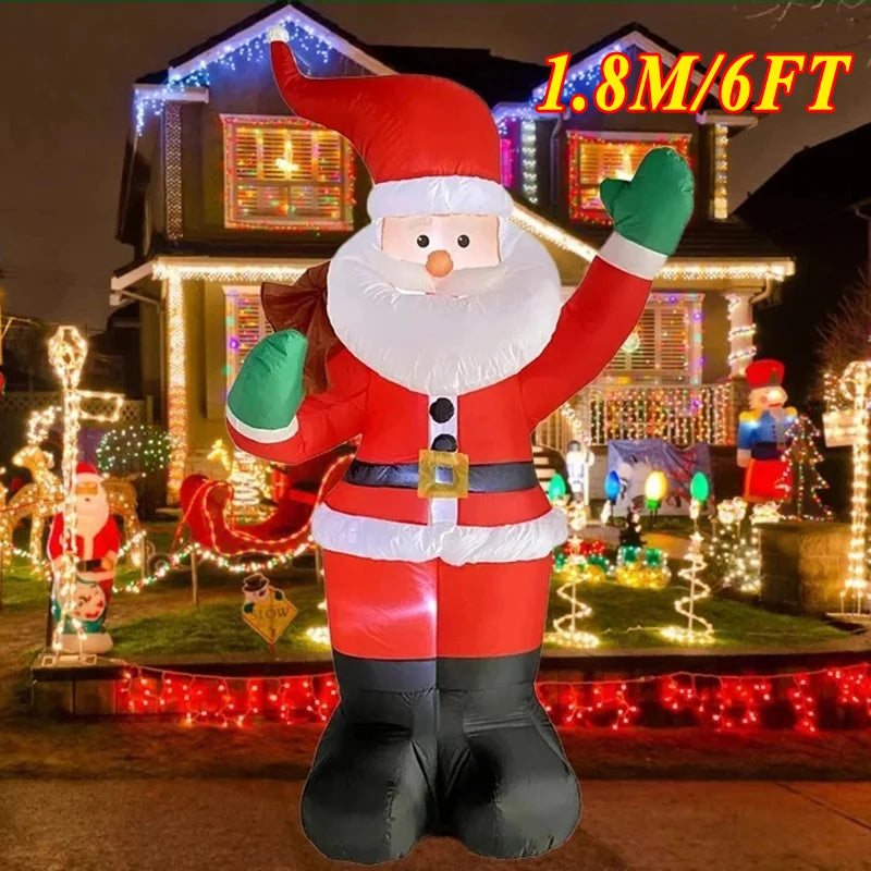 Backpack Santa Claus Inflatable With LED Light 1.8M Outdoor Christmas Decor - Happy Home Retreat