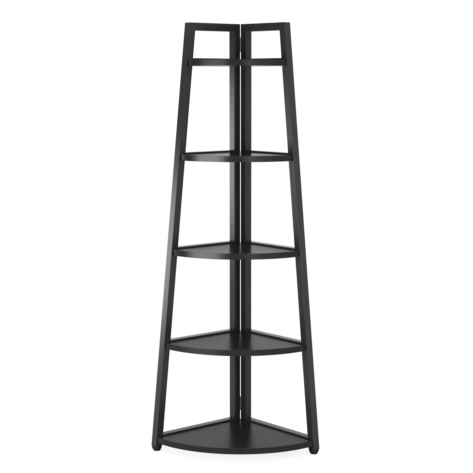 Tribesigns Modern Corner Bookcase Wooden Bookshelf Storage Rack with 5 Tiers - Happy Home Retreat