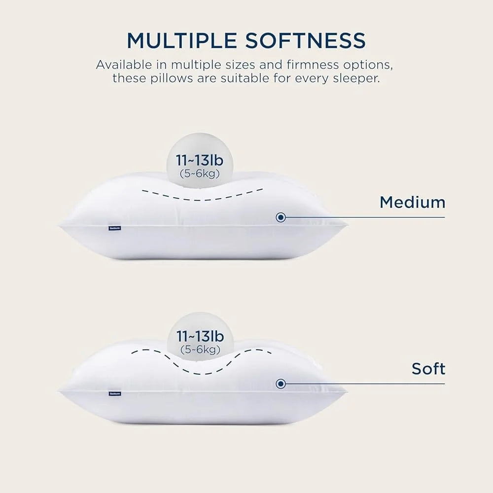 Queen Size Pillows Set of 2 Soft Fluffy Supportive Down Alternative Hotel Quality Comfortable Sleeping Plush Bed Pillows - Happy Home Retreat