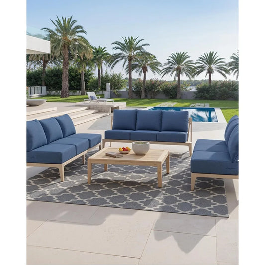 24x24x6 Outdoor Seat Cushions Set of 5 Water Resistant Zippered Pillows for Wicker Metal Dining Rocking Swivel Chairs - Happy Home Retreat