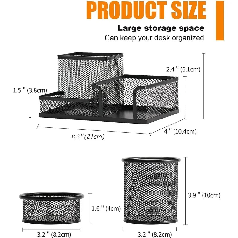 Desk Pen Holder Desk Organizer Set of 3 Mesh Compartments Marker Craft Desk Accessories - Happy Home Retreat