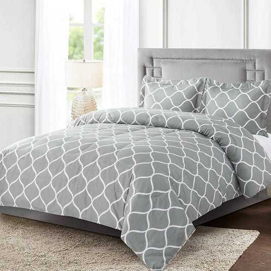 2-Pieces Gray Geometric Polyester Twin Bedding Comforter Set - Happy Home Retreat