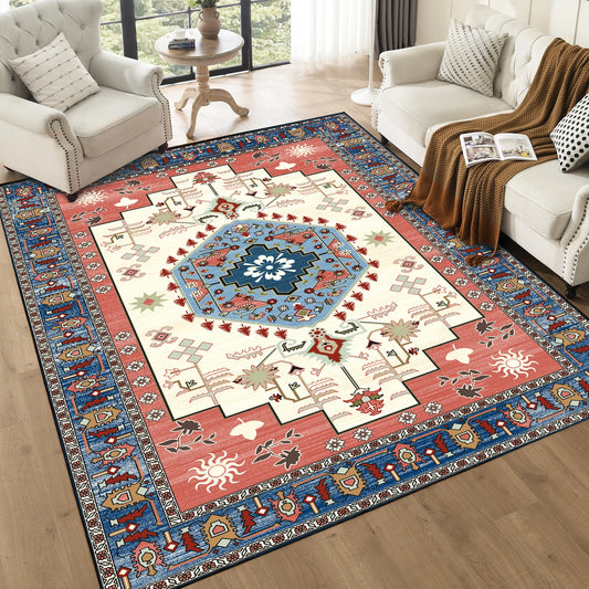 1 pc Vintage Inlaid Washable Faux Cashmere Area Rug - Happy Home Retreat